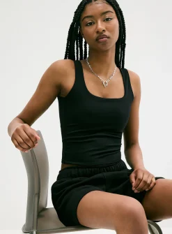 Second-skin square-neck cropped cami