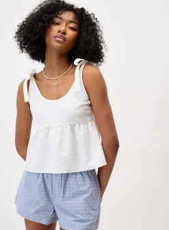 Seersucker babydoll cami