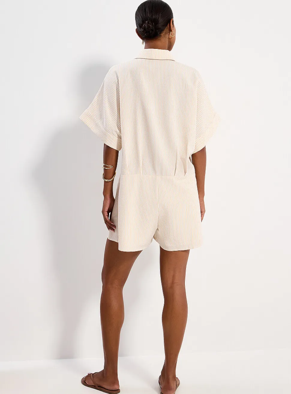 Seersucker striped romper