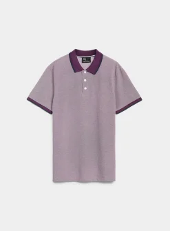 Semi-plain knit piqué polo