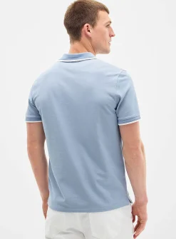 Semi-plain knit piqué polo