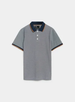Semi-plain knit piqué polo