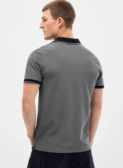 Semi-plain knit piqué polo
