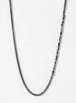 Sennit Catena Evil Eye obsidian and Venitian links necklace