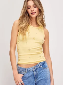 Sequined and crystals flowers cami