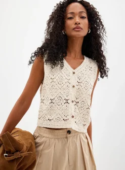 Sequined crocheted vest