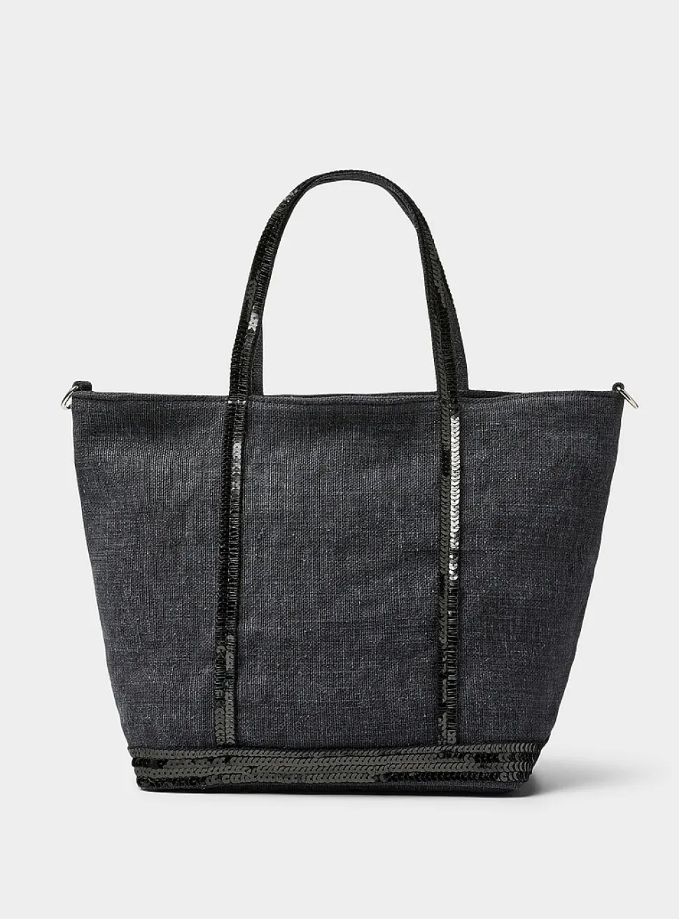 Sequined denim-effect small bag
