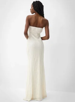Sequined seashells pleated bust maxi dress