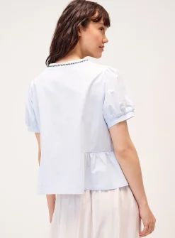 Sewn pleating poplin blouse