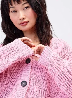 Shaker-rib V-neck cardigan