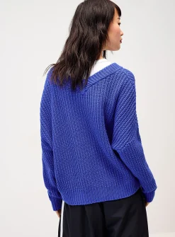 Shaker-rib V-neck cardigan