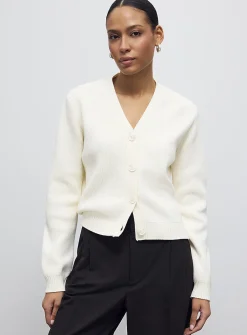 Shaker-rib V-neck cardigan