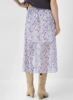 Sheer chiffon button-front midi skirt