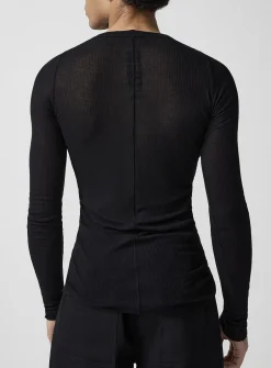 Sheer ribbed long-sleeve T-shirt