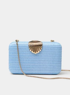 Shell straw-like evening bag