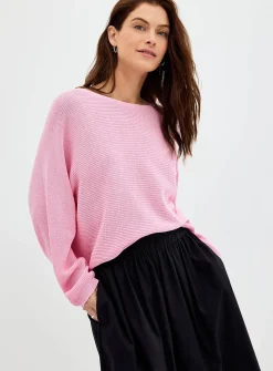 Shimmering boat-neck sweater