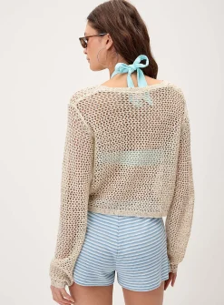 Shimmering openwork cardigan