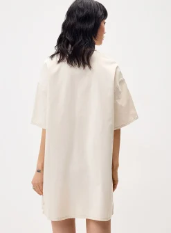 Short-sleeve denim shirtdress