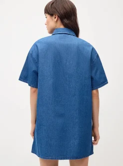 Short-sleeve denim shirtdress