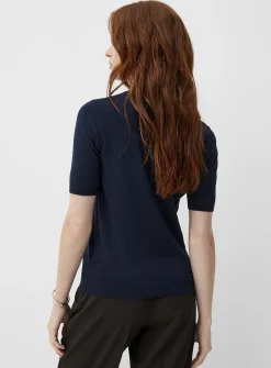 Short-sleeve fine-knit sweater