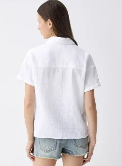 Short-sleeve organic cotton gauze shirt