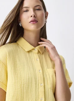 Short-sleeve organic cotton gauze shirt