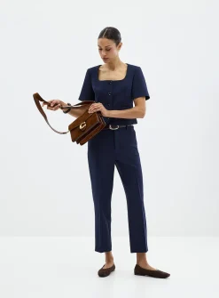 Short-sleeve square-neck blazer