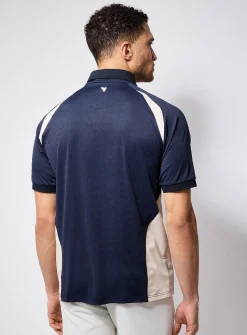 Side block heather weft golf polo