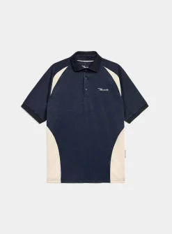 Side block heather weft golf polo