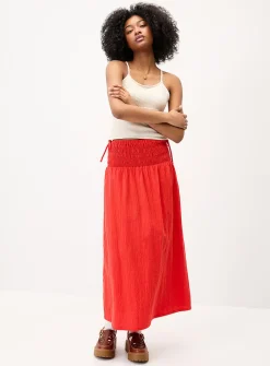 Side bows cotton maxi skirt