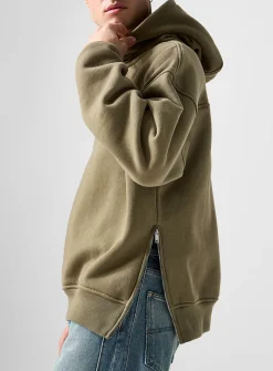 Side zips thick hooded sweatshirt
