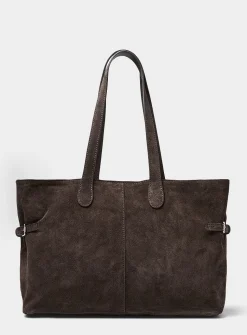 Side-belt suede tote bag