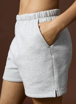 Side-slit fleece jersey short