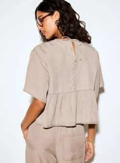 Sigrid peplum waist faded blouse