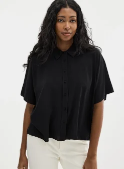 Silky boxy-fit blouse