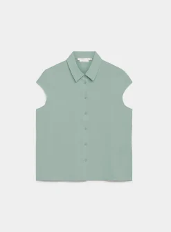 Silky cap-sleeve shirt