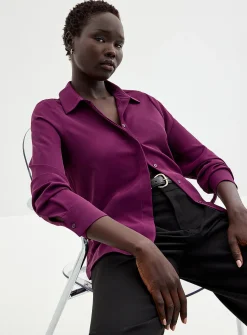 Silky hidden placket shirt