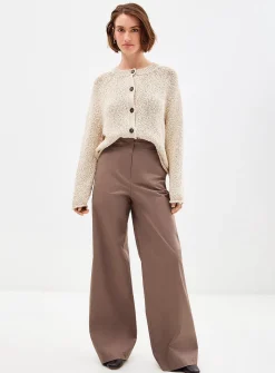 Silky twill straight-leg pant