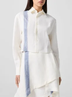 Single stripe pure linen shirt