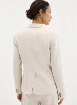 Single-button pure linen blazer