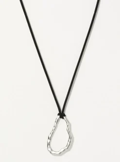 Sinuous hammered medallion cord necklace