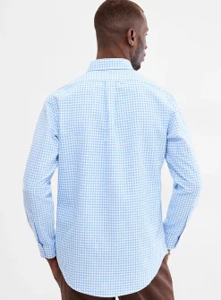 Sky-blue gingham Oxford shirt