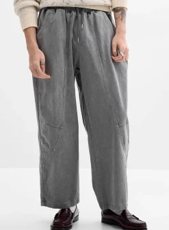 Slanted-panel twill pant
