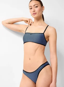 Slate blue seersucker stripe bikini panty