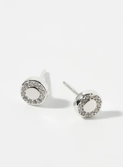 Small circular silver earrings