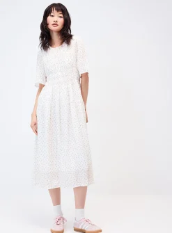 Small flowers smocked maxi dress