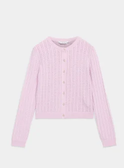 Small rose buttons pointelle cardigan