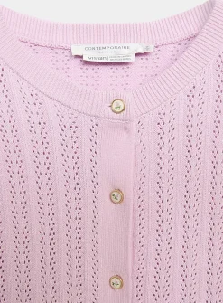 Small rose buttons pointelle cardigan