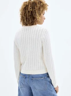 Small rose buttons pointelle cardigan