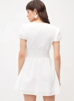 Smocked poplin minidress